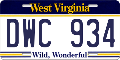 WV license plate DWC934