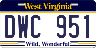 WV license plate DWC951
