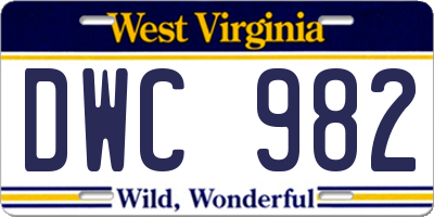 WV license plate DWC982