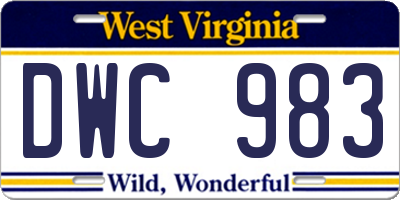 WV license plate DWC983