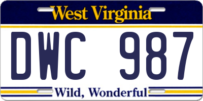WV license plate DWC987