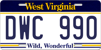 WV license plate DWC990