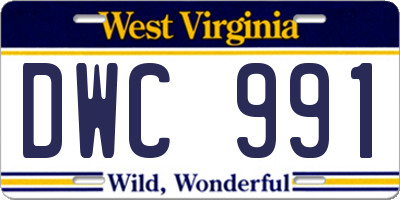 WV license plate DWC991