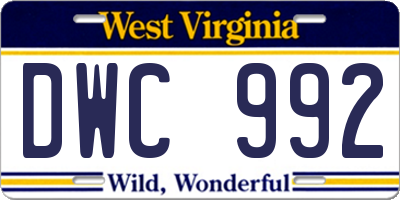 WV license plate DWC992