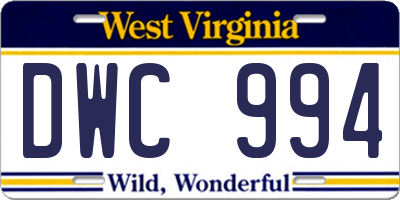 WV license plate DWC994