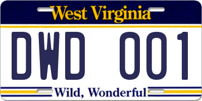 WV license plate DWD001