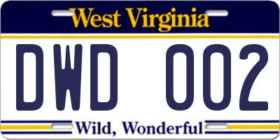 WV license plate DWD002