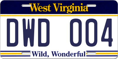WV license plate DWD004