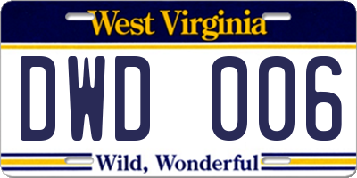 WV license plate DWD006