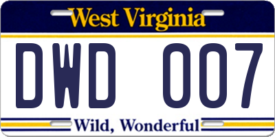WV license plate DWD007