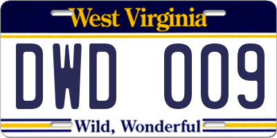 WV license plate DWD009
