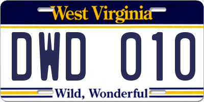 WV license plate DWD010