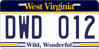 WV license plate DWD012