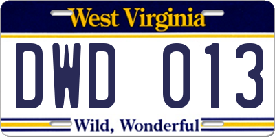 WV license plate DWD013