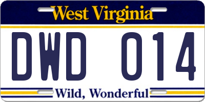 WV license plate DWD014