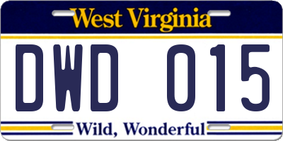WV license plate DWD015