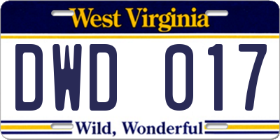 WV license plate DWD017