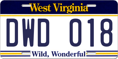 WV license plate DWD018