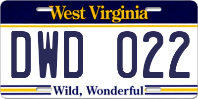 WV license plate DWD022