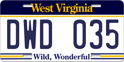 WV license plate DWD035