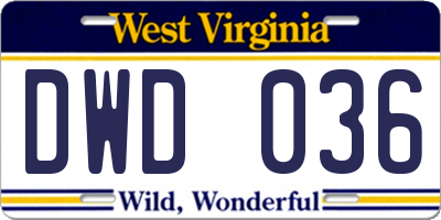 WV license plate DWD036
