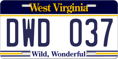 WV license plate DWD037