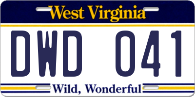 WV license plate DWD041