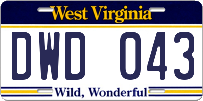 WV license plate DWD043