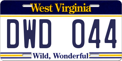 WV license plate DWD044