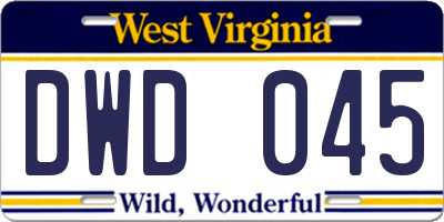 WV license plate DWD045