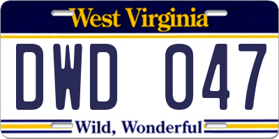 WV license plate DWD047