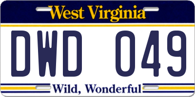 WV license plate DWD049