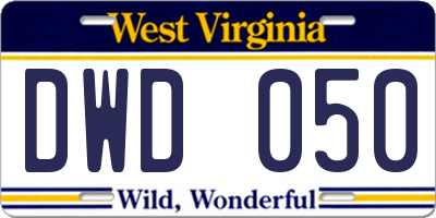 WV license plate DWD050