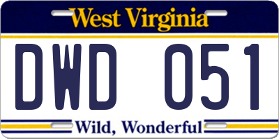 WV license plate DWD051