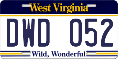 WV license plate DWD052