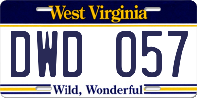 WV license plate DWD057
