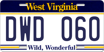 WV license plate DWD060