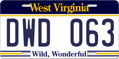 WV license plate DWD063