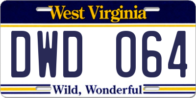 WV license plate DWD064