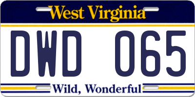 WV license plate DWD065