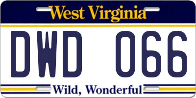 WV license plate DWD066