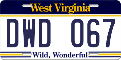 WV license plate DWD067