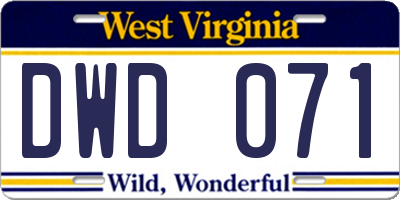 WV license plate DWD071