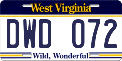 WV license plate DWD072
