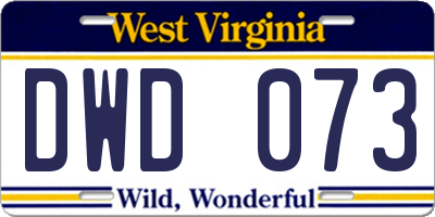 WV license plate DWD073