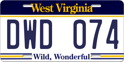 WV license plate DWD074