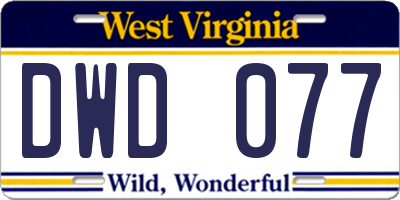WV license plate DWD077