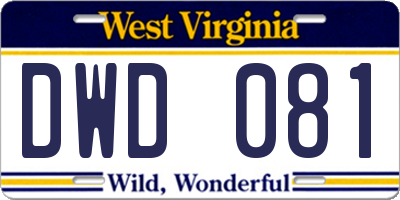 WV license plate DWD081