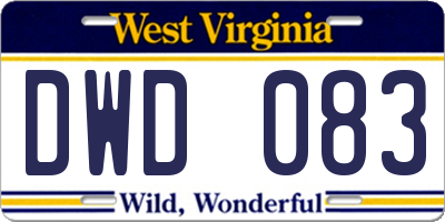 WV license plate DWD083