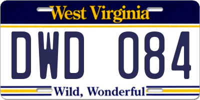 WV license plate DWD084